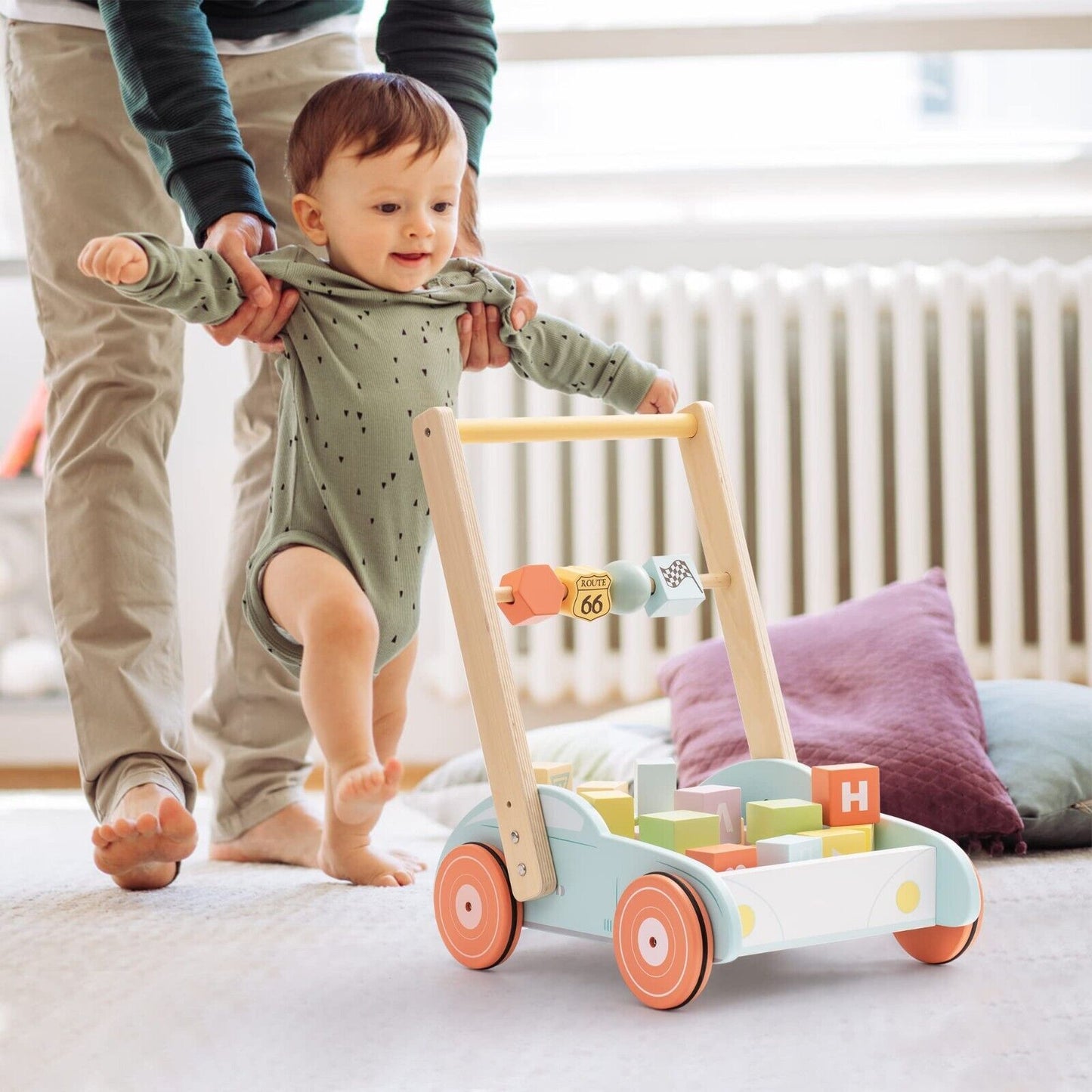 Wooden Baby Walker Push With ABC 123