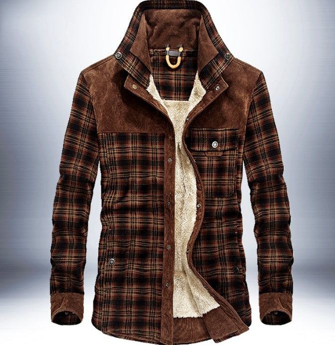 Winter Jacket Men Thicken Warm Fleece Jackets Coats Pure Cotton Plaid Jacket Military Clothes