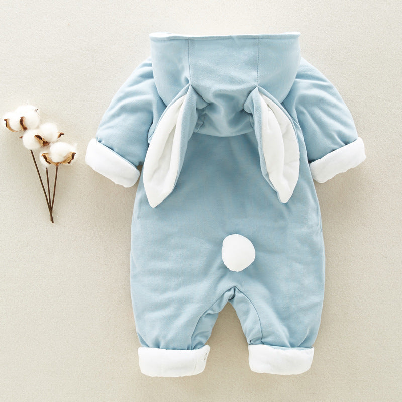 padded cotton baby romper + hooded + Onesies newborn + climbing clothes