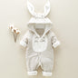 padded cotton baby romper + hooded + Onesies newborn + climbing clothes