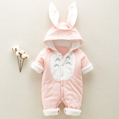 padded cotton baby romper + hooded + Onesies newborn + climbing clothes