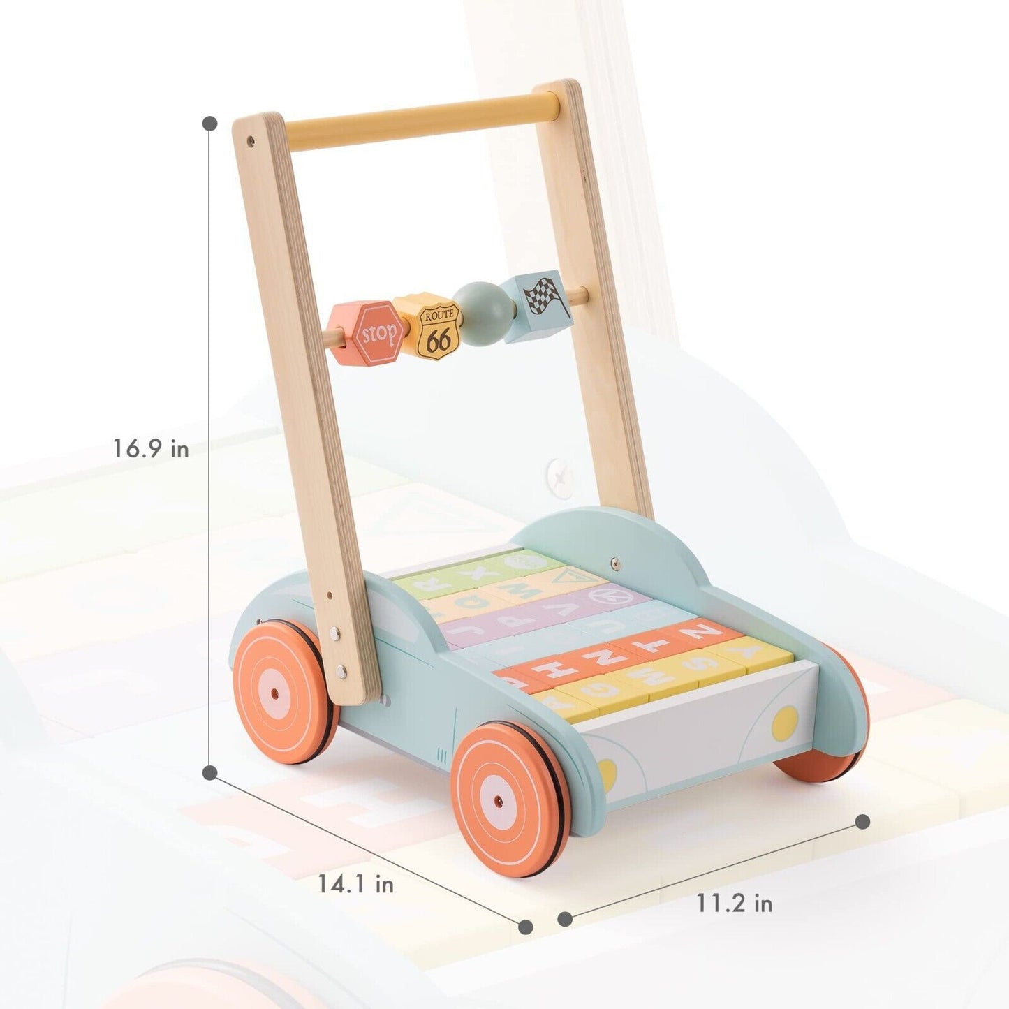 Wooden Baby Walker Push With ABC 123