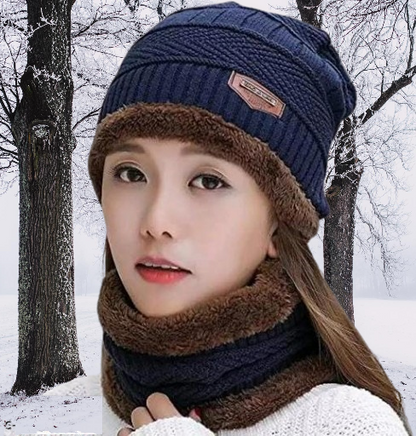 Unisex Winter Knit Beanie Cap Hat Neck Warmer Scarf