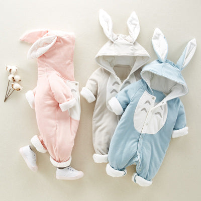 padded cotton baby romper + hooded + Onesies newborn + climbing clothes