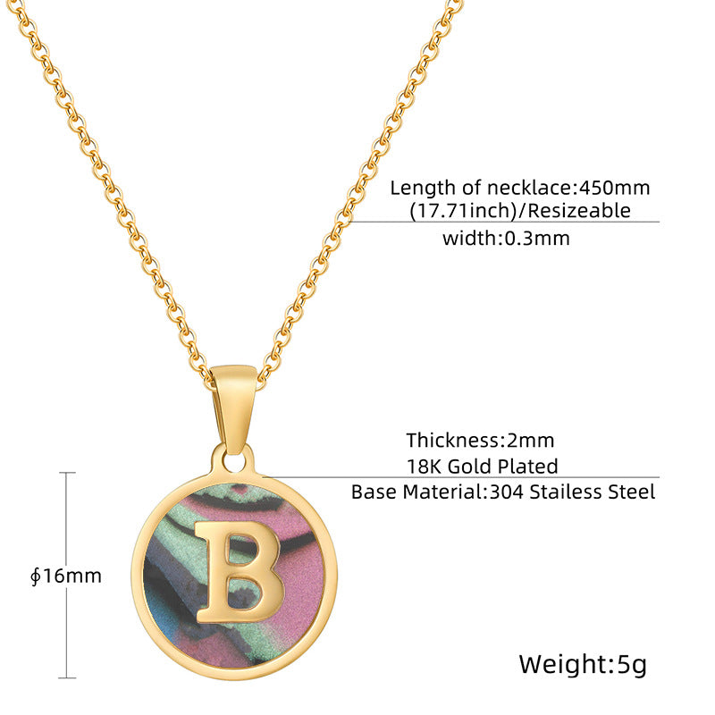 fashion round letter stainless steel plating necklace