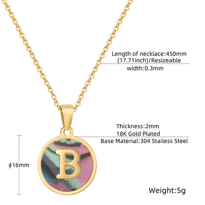 fashion round letter stainless steel plating necklace