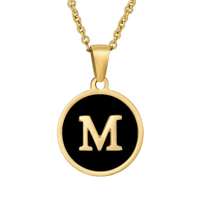 fashion round letter stainless steel plating necklace