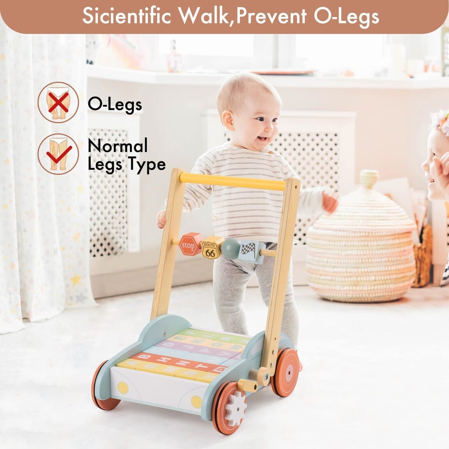 Wooden Baby Walker Push With ABC 123