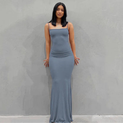 Satin Slip Backless Maxi Dress