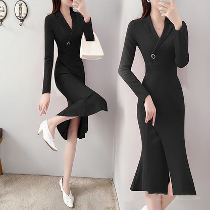 One Button Suit Mid Length Dress