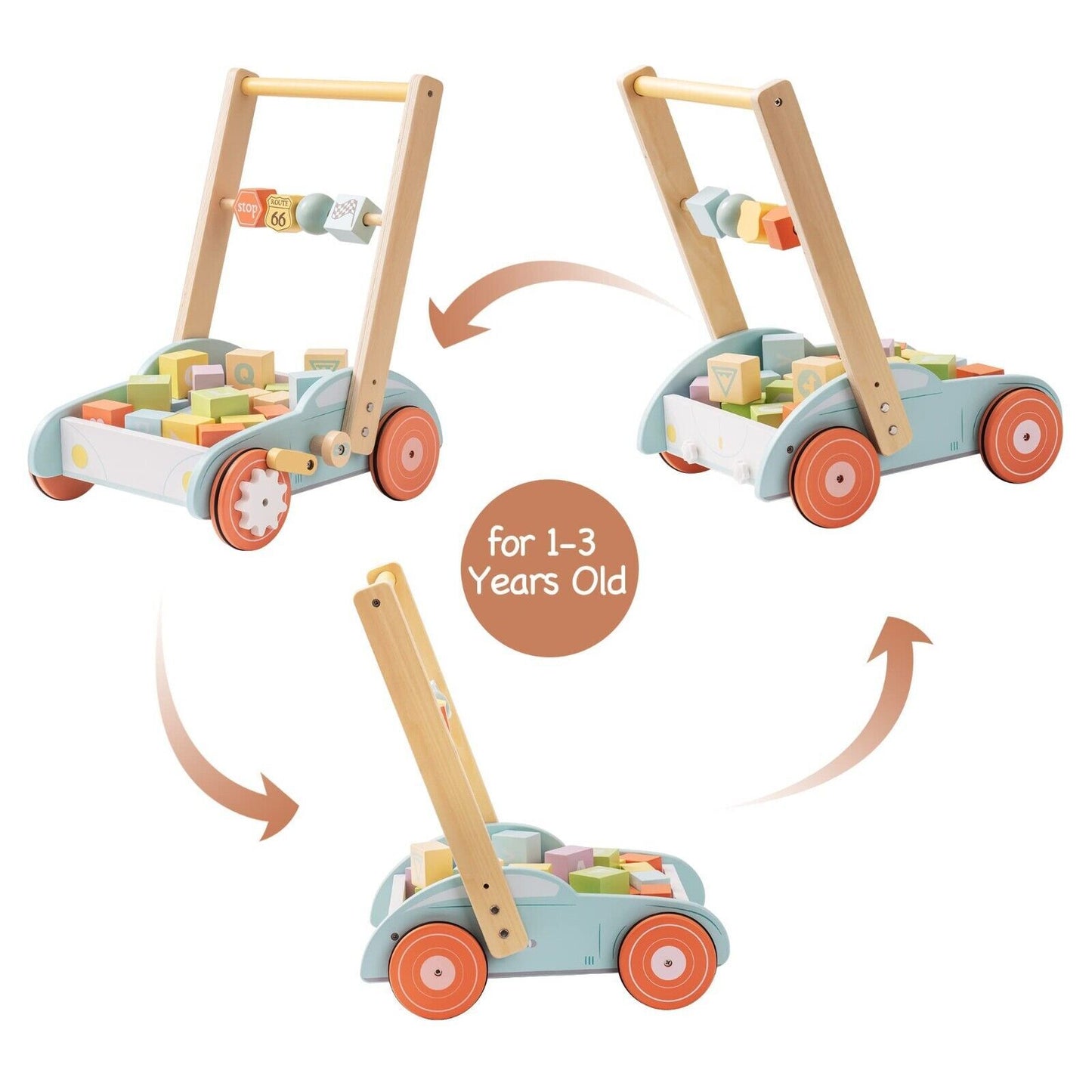 Wooden Baby Walker Push With ABC 123