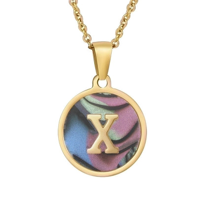 fashion round letter stainless steel plating necklace