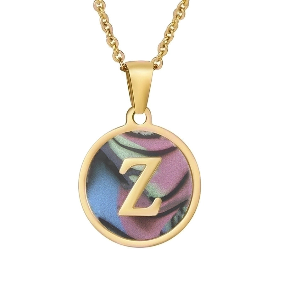 fashion round letter stainless steel plating necklace