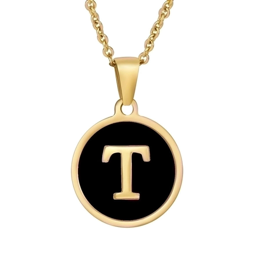 fashion round letter stainless steel plating necklace