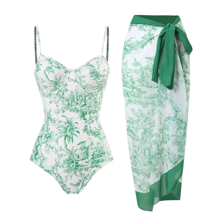 women's fashion plant polyester one pieces 1 piece