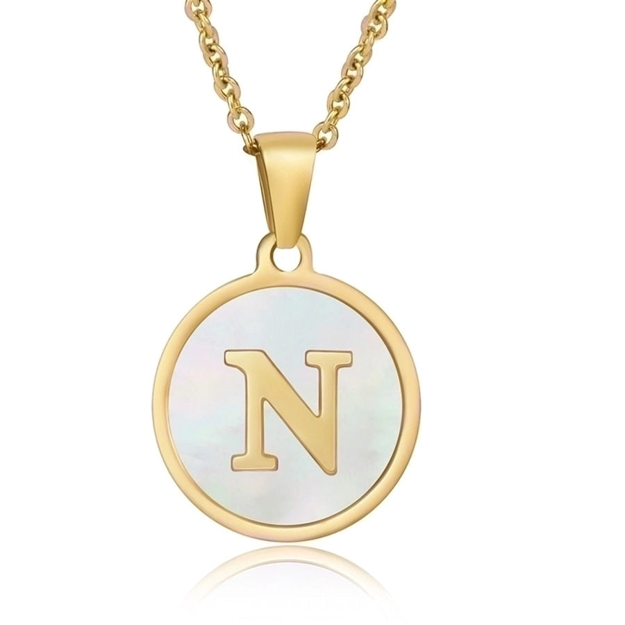 fashion round letter stainless steel plating necklace