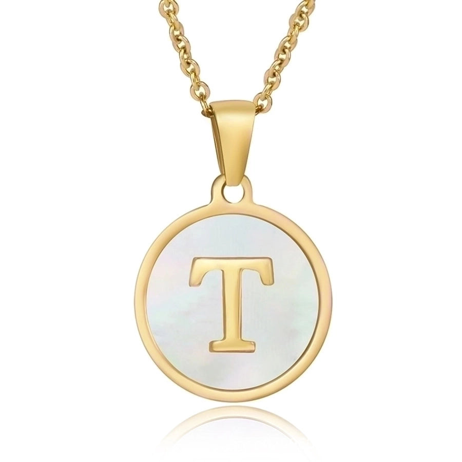 fashion round letter stainless steel plating necklace