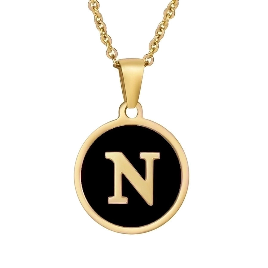 fashion round letter stainless steel plating necklace