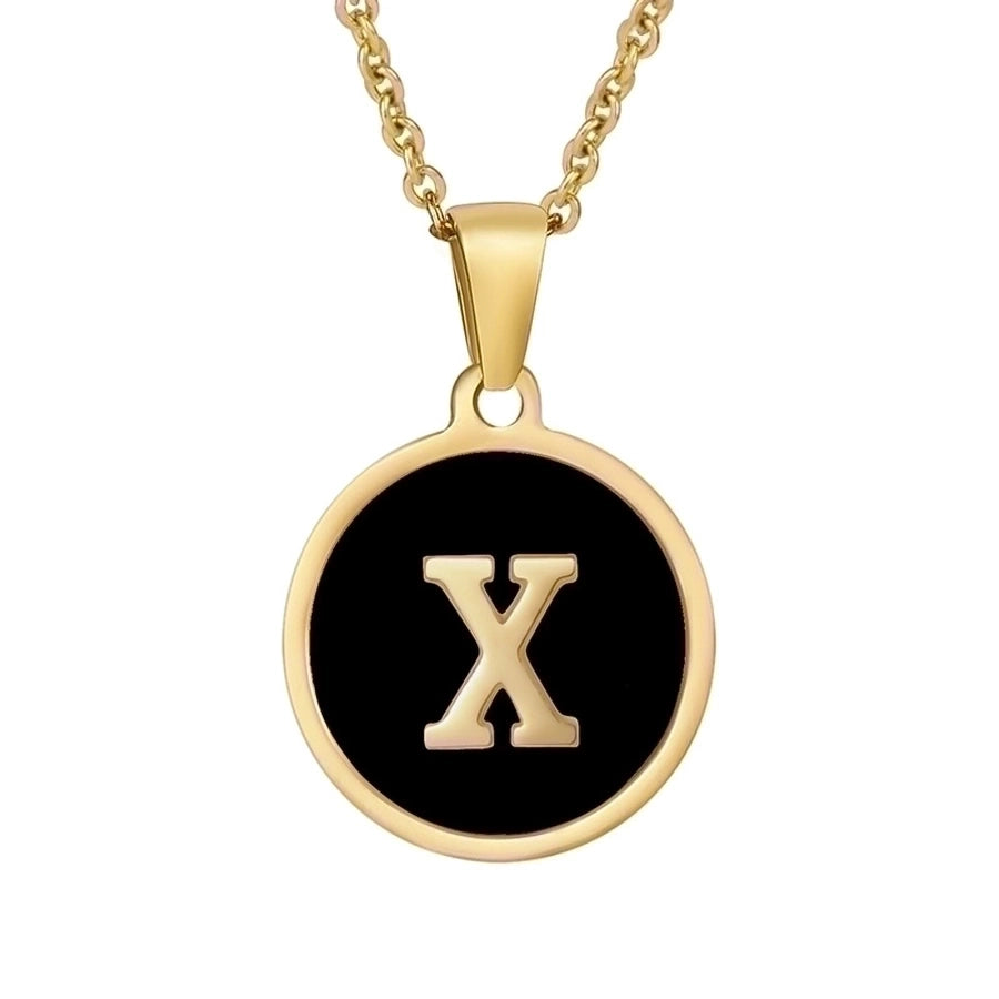 fashion round letter stainless steel plating necklace