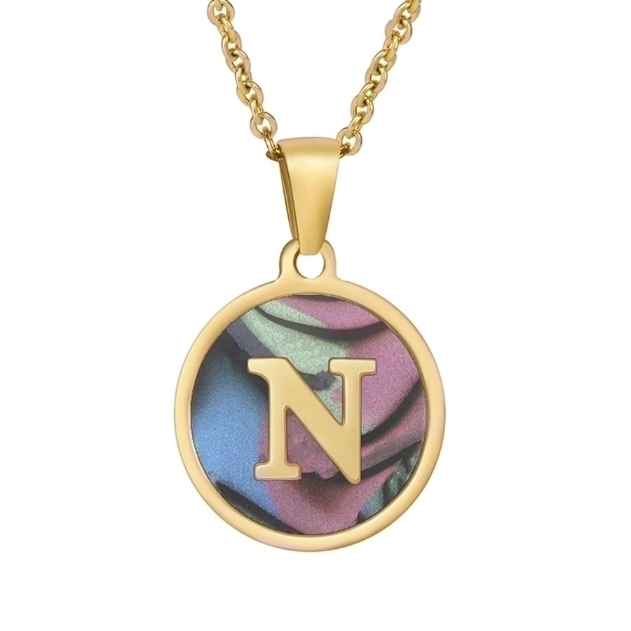 fashion round letter stainless steel plating necklace