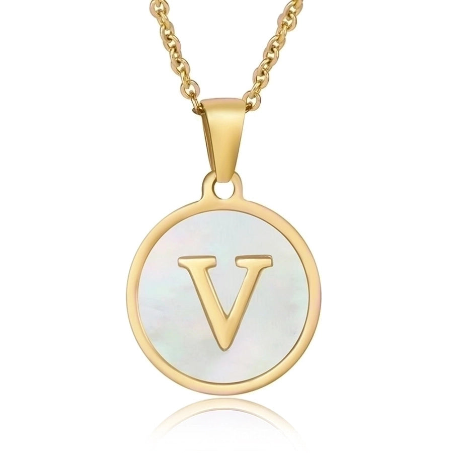 fashion round letter stainless steel plating necklace