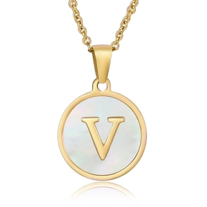 fashion round letter stainless steel plating necklace