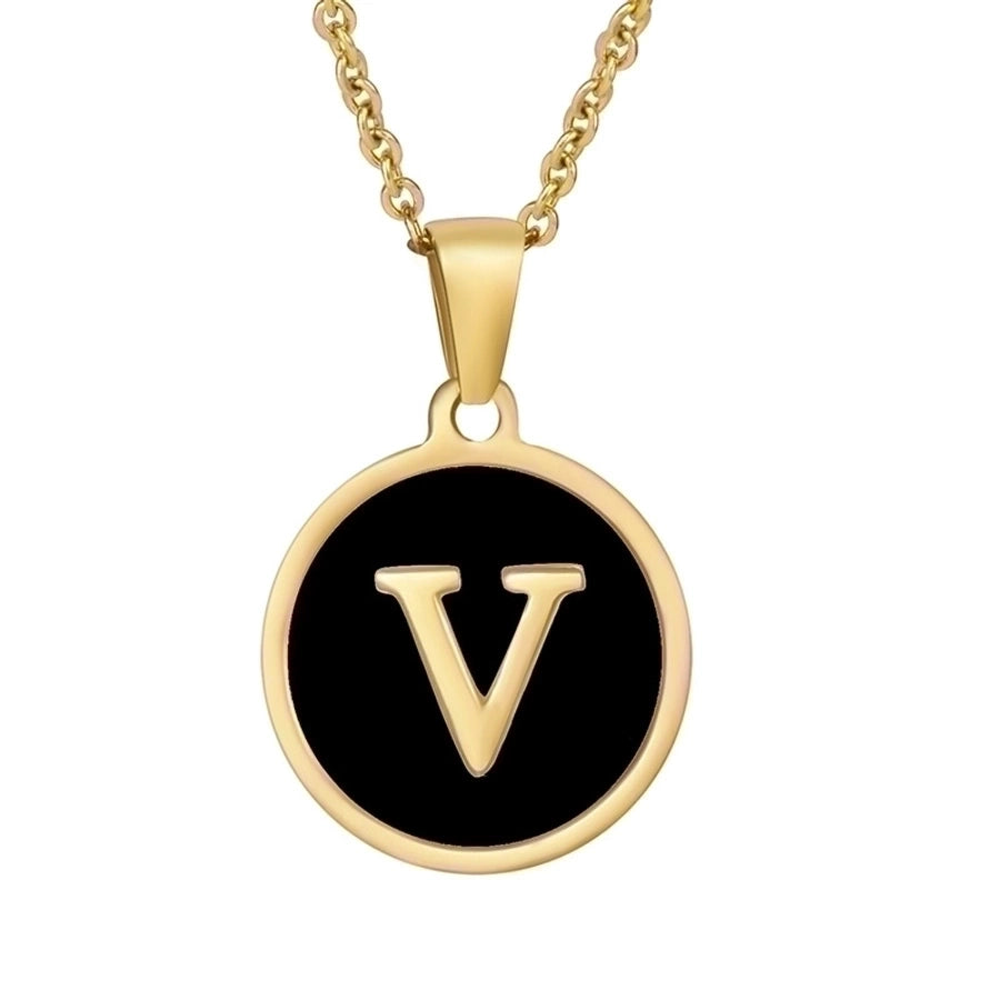 fashion round letter stainless steel plating necklace