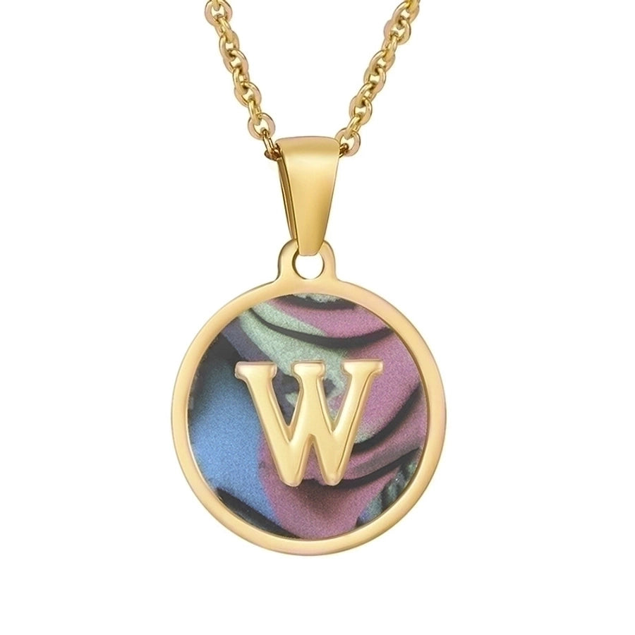 fashion round letter stainless steel plating necklace