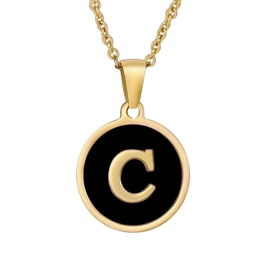 fashion round letter stainless steel plating necklace