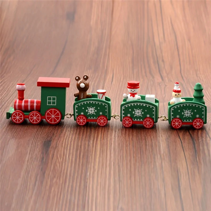 Christmas Train Painted Wood Decoration